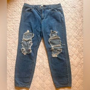 Light Wash Distressed Jeans (31)